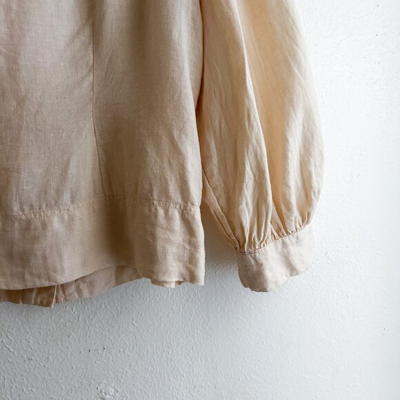 J. CREW Squareneck Button-Front 100% Linen Top Baloon Sleeve in Palest Peach - Picture 8 of 8